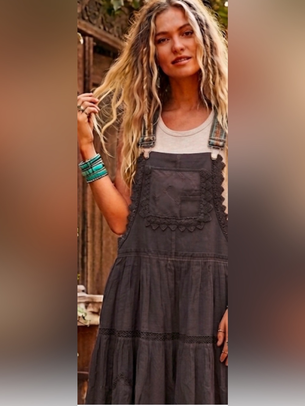 Free People Trails End Skirtall
Washed Charcoal Maxi
Pinafore Dress - Picture 2 of 7